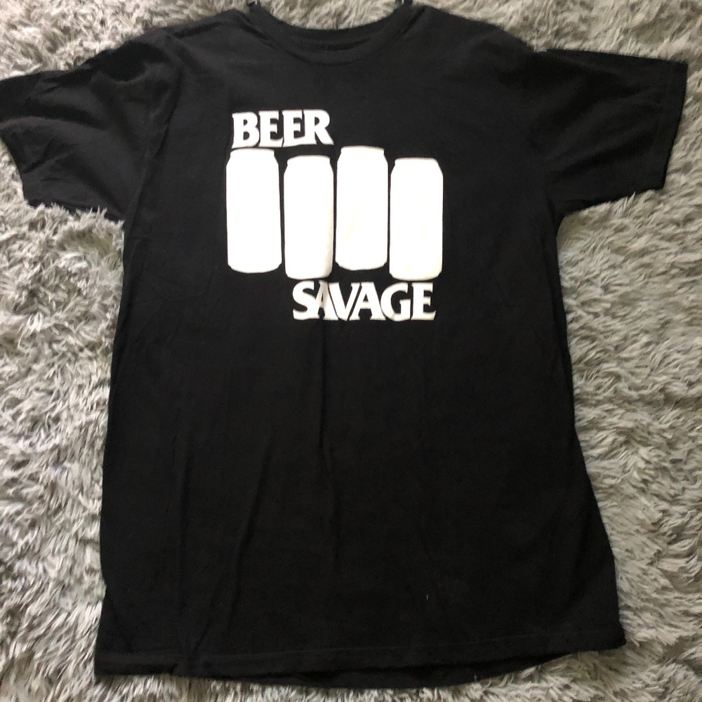 Beer Savage Black T shirt size L